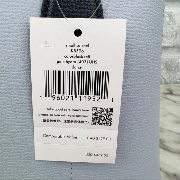 Kate Spade Darcy Colorblock Small Satchel Crossbody In Pale Hydra Blue - Picture 9 of 11
